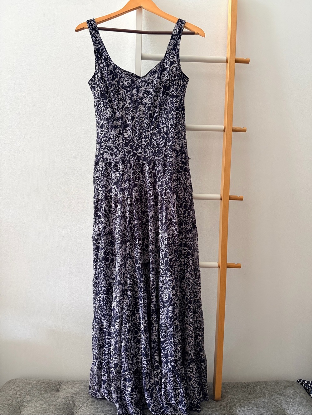 Women’s Nine West Navy and White Paisley Maxi Dress - Sleeveless Summer Dress